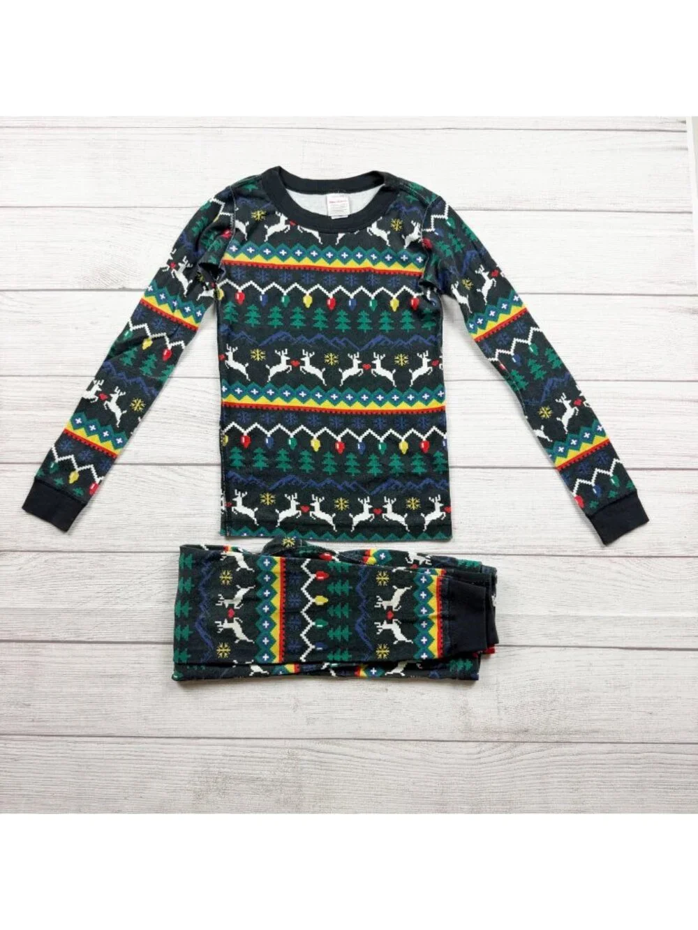 Hanna Andersson Rainbow Holiday Pajama Set Reindeer Print 130 8